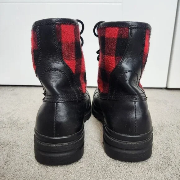 Polo Ralph Lauren Udel Men's Duck Boots Black Red Plaid Size 10.5 - Picture 5 of 12